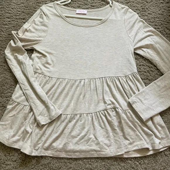 Pink Lily Tiered Cream Blouse - Picture 2 of 3